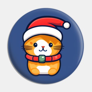 Xmas Ginger cat in Santa hat Pin