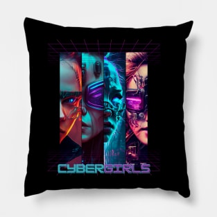 4 cyberpunk grils Pillow