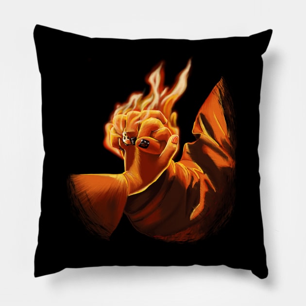 Spuffy Hands (black background) Pillow by bengman