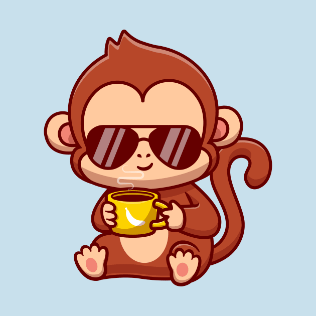 Cute Cool Monkey Drink Coffee Cartoon by Catalyst Labs