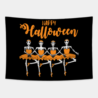 Happy Halloween Dancing Ballet Skeleton Ballerina Tapestry