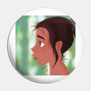 Girl in Profile on Green Pin