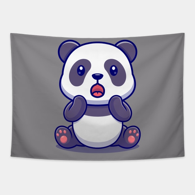 Cute Panda Surprised Cartoon Tapestry by Catalyst Labs