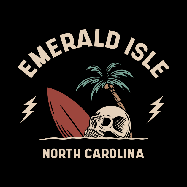 Vintage Surfing Emerald Isle North Carolina // Retro Surf Skull by Now Boarding