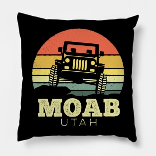 Moab Utah Jeep Vintage Sunset Pillow