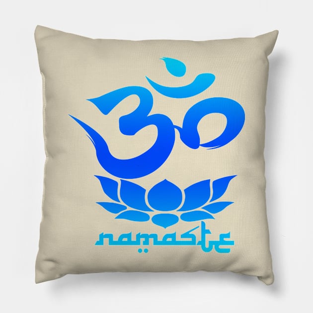 namaste blue Pillow by robotface