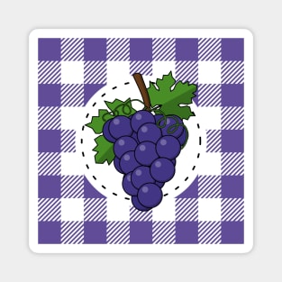 Grapes on White Violet Plaid Magnet