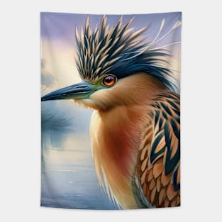 Colorful Nankeen Night-Heron - Watercolor Bird Tapestry