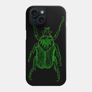 One Line Green Beetle Phone Case