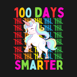 Cute Unicorn 100h Days Of School 100 Days Smarter Kids Girls T-Shirt