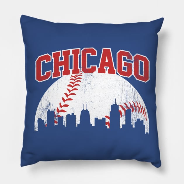 Vintage Chicago Skyline City Gameday Retro Vintage USA Pillow by DetourShirts