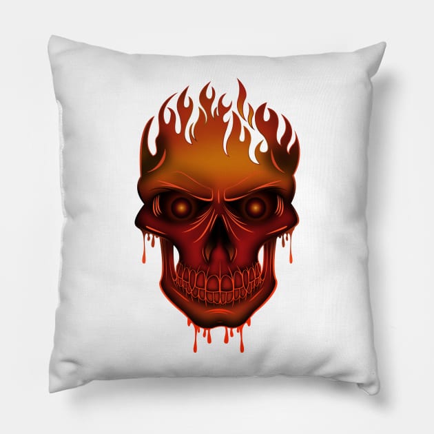 Flame Skull Pillow by adamzworld