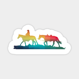 Rainbow cowboy and horse Magnet