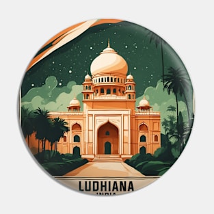 Ludhiana India Starry Night Vintage Tourism Travel Pin