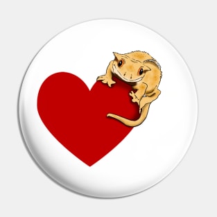 Crested Gecko, Crestie, Cute Gecko on Heart Pin