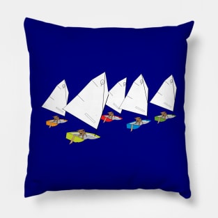 Dogs Racing Optimist Sailing Dingies Pillow