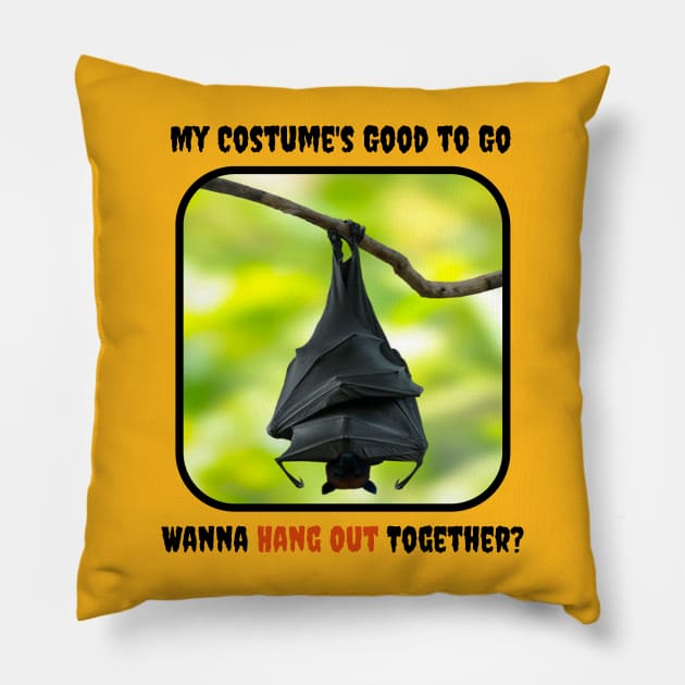 Wanna Hang Out Together? (Bat) Pillow by BestWildArt