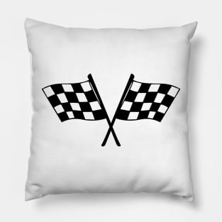 Checkered Black and White Racing Flags Pillow