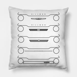 Hillman Imp evolution classic 1960s-1970s British car black outline graphic Pillow