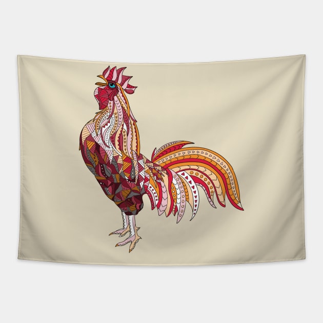 Ethnic Crowing Rooster Tapestry by Tebscooler