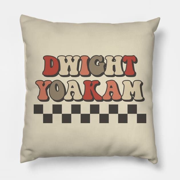 Dwight Yoakam Checkered Retro Groovy Style Pillow by Lucas Bearmonster