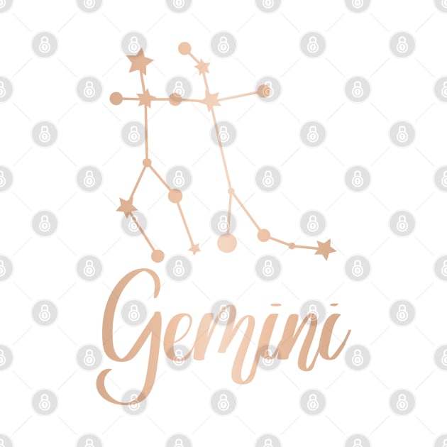 Gemini Zodiac Constellation in Rose Gold by Kelly Gigi