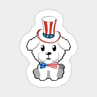 Funny furry dog is wearing uncle sam hat Magnet