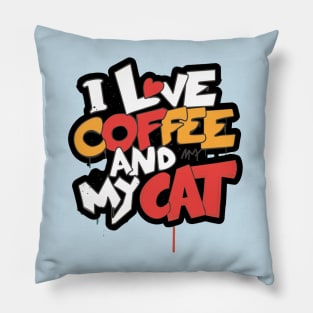 i love coffee and my cat Pillow