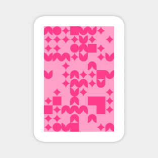 Girly Pinkish Geometric Pattern - Flowers & Stars #1 Magnet