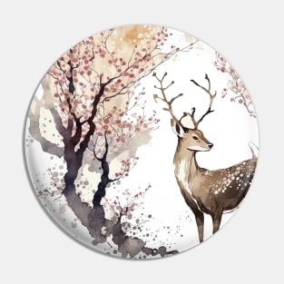 Sakura Serenity: A Majestic Nara Deer Pin