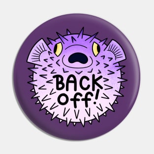 Back off! Purple Puffer Fish Pin