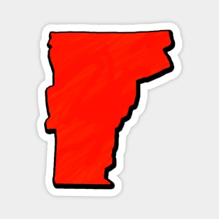 Bright Red Vermont Outline Magnet