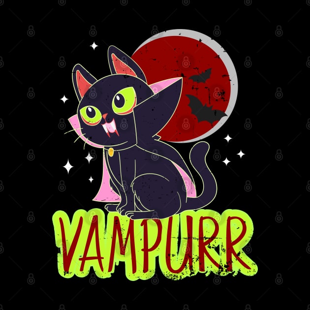 Halloween Vampire Cat Vampurr Funny Cat Lady Women Men by alcoshirts