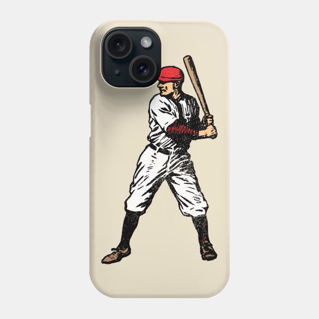 Vintage Baseball Player (Red - distressed) Phone Case by GloopTrekker