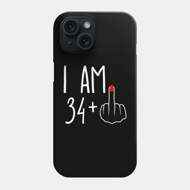 Vintage 35th Birthday I Am 34 Plus 1 Middle Finger Phone Case by ErikBowmanDesigns