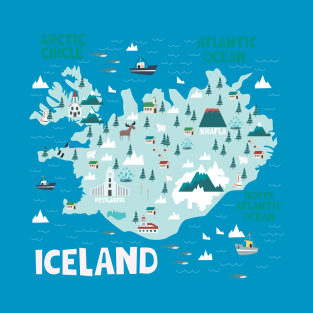 Iceland Illustrated Map T-Shirt