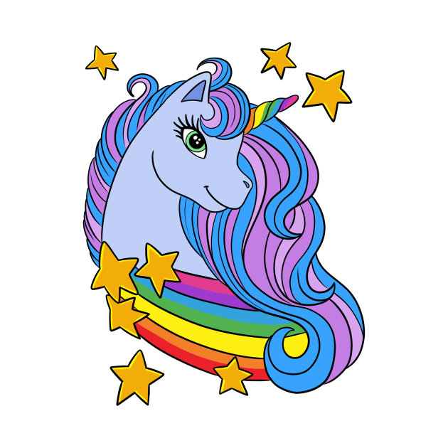 Blue Unicorn Rainbow and Stars by kiraJ