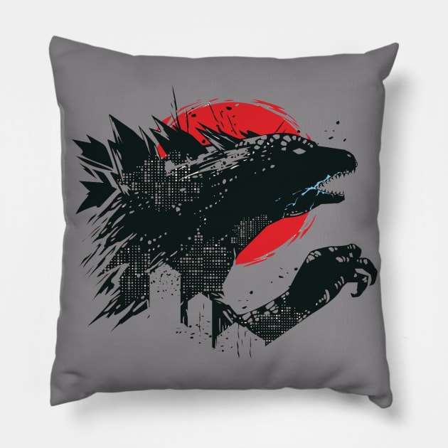 GODZILLA T-SHIRT Pillow by Melodezii