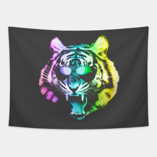 Big Rainbow Tiger with Glasses Tapestry