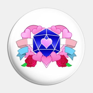 DiceHeart - Trans Banner, Bright Blue Dice Pin