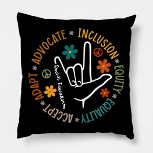 Advocate Inclusion Equity Equality Accept Adapt Sign Hand Pillow