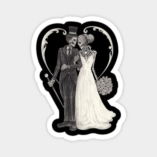 Skeletons loves couple wedding. Magnet