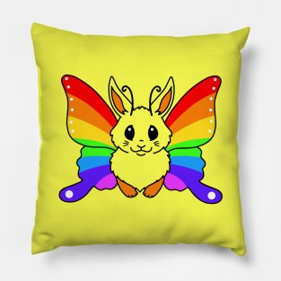 Rainbow Bunny Butterfly Pillow