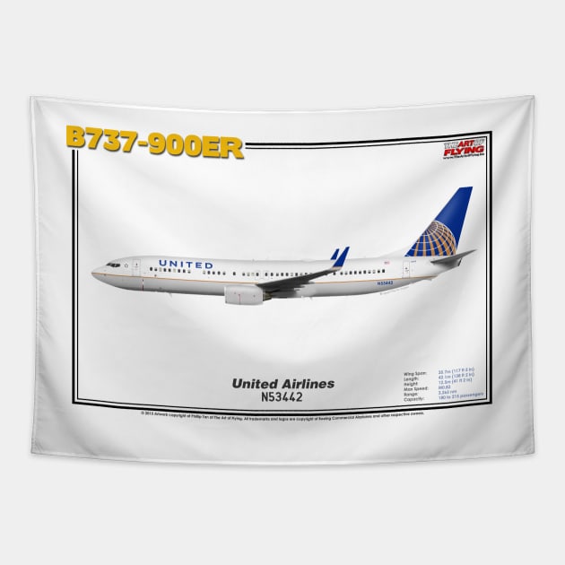 Boeing B737-900ER - United Airlines (Art Print) Tapestry by TheArtofFlying