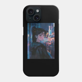 Anime Girl City Rainy Retro Phone Case