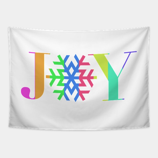 JOY - Bright Stripe Snowflake - on White Tapestry by JossSperdutoArt