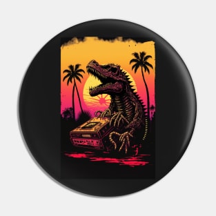 Synthwave Dinosaur Skeleton Pin