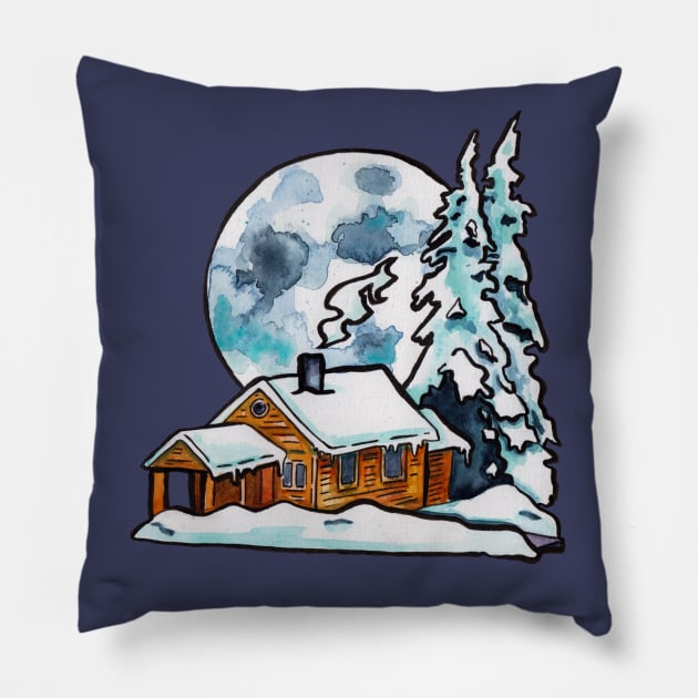 Cold Moon Pillow by JenTheTracy