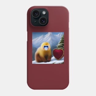 Cute Golden Snub-nosed Monkey with Heart - Valentine's Day gift Phone Case