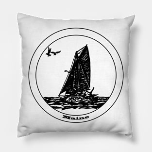 Maine - Gaff Rigged Cutter, Wooden Sailboat Sailing in Maine Pillow